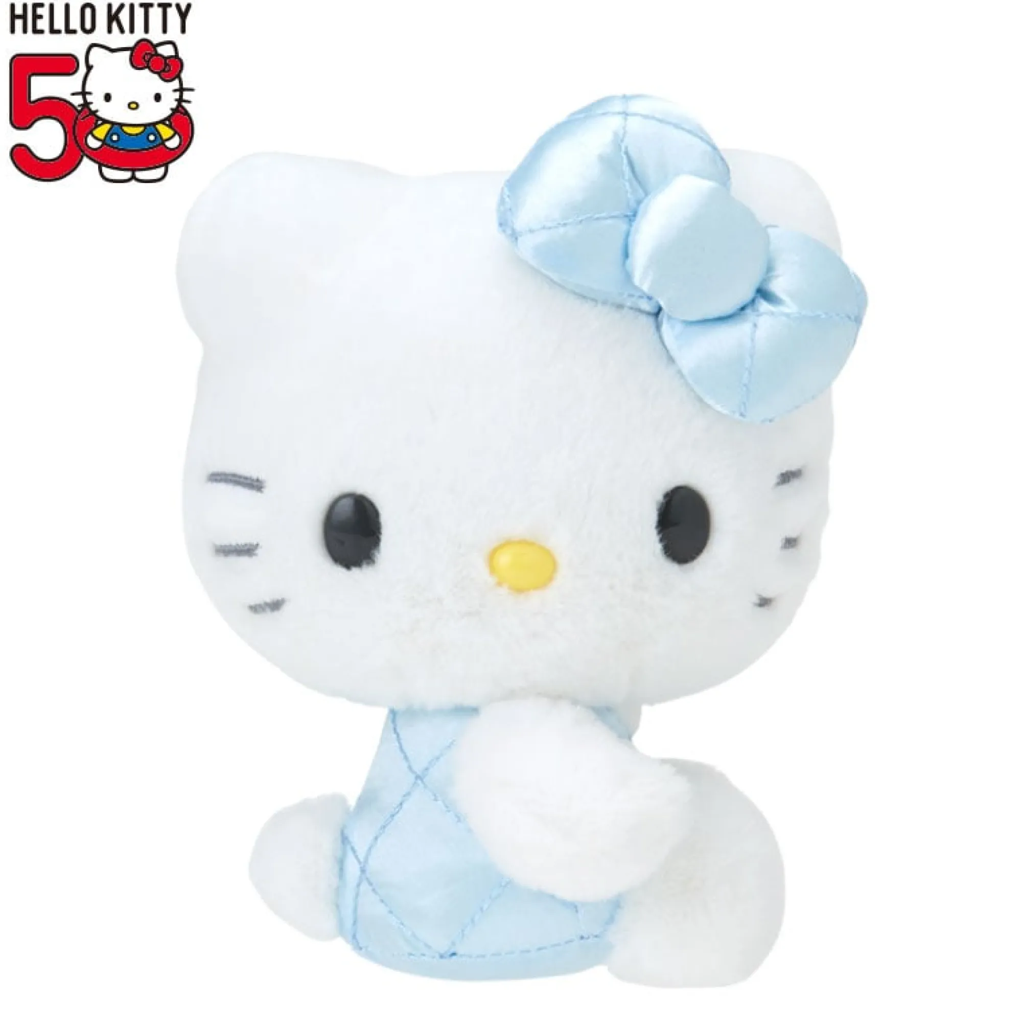 Japan Original Hello Kitty 50th Anniv. Plush Mascot (Quilted Blue)