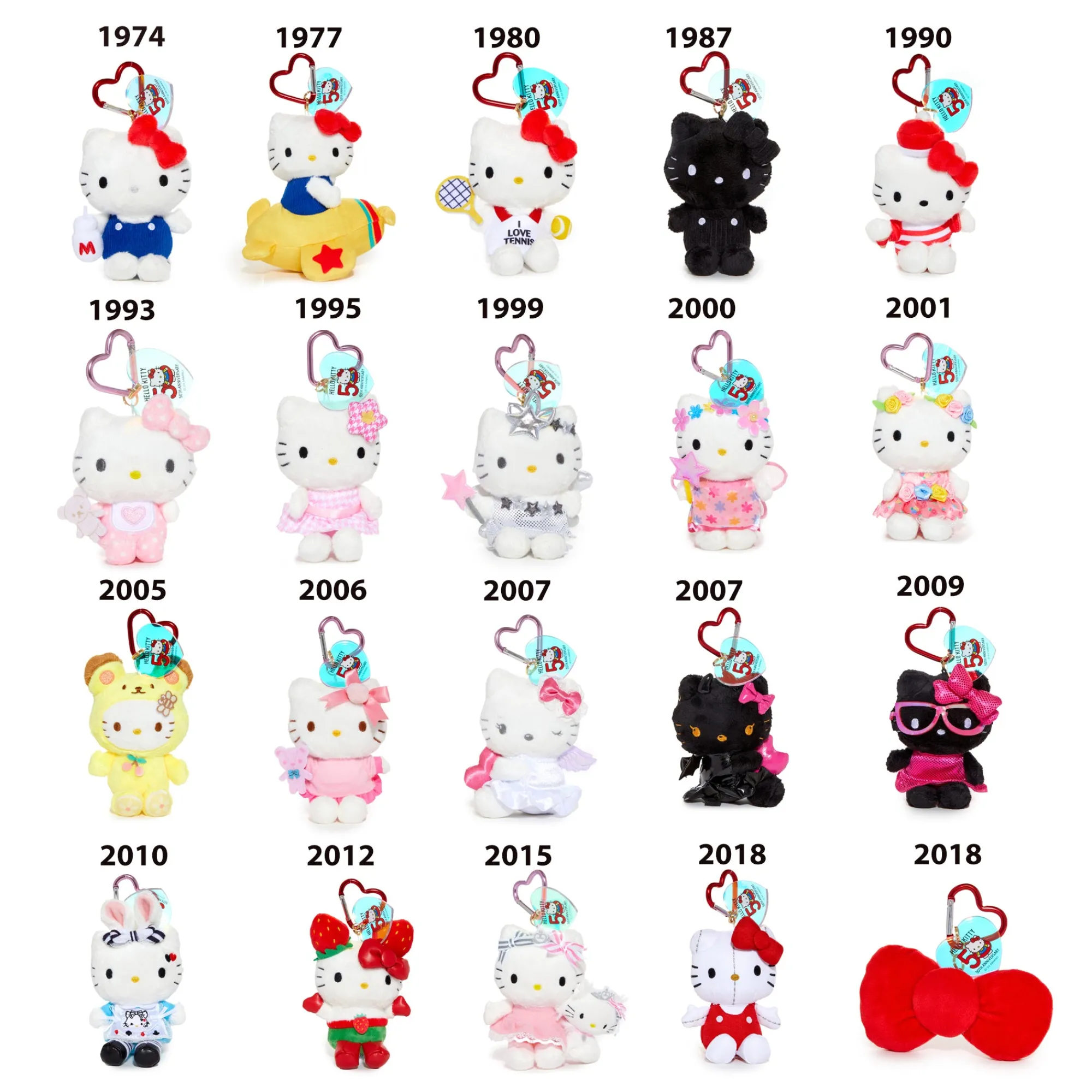 Global Original Hello Kitty 50th Anniversary Bow Plush Mascot (2018)