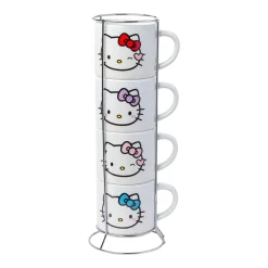 Silver Buffalo LLC Hello Kitty Winking Hearts 5-Piece Ceramic Mug Stack