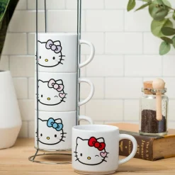 Silver Buffalo LLC Hello Kitty Winking Hearts 5-Piece Ceramic Mug Stack