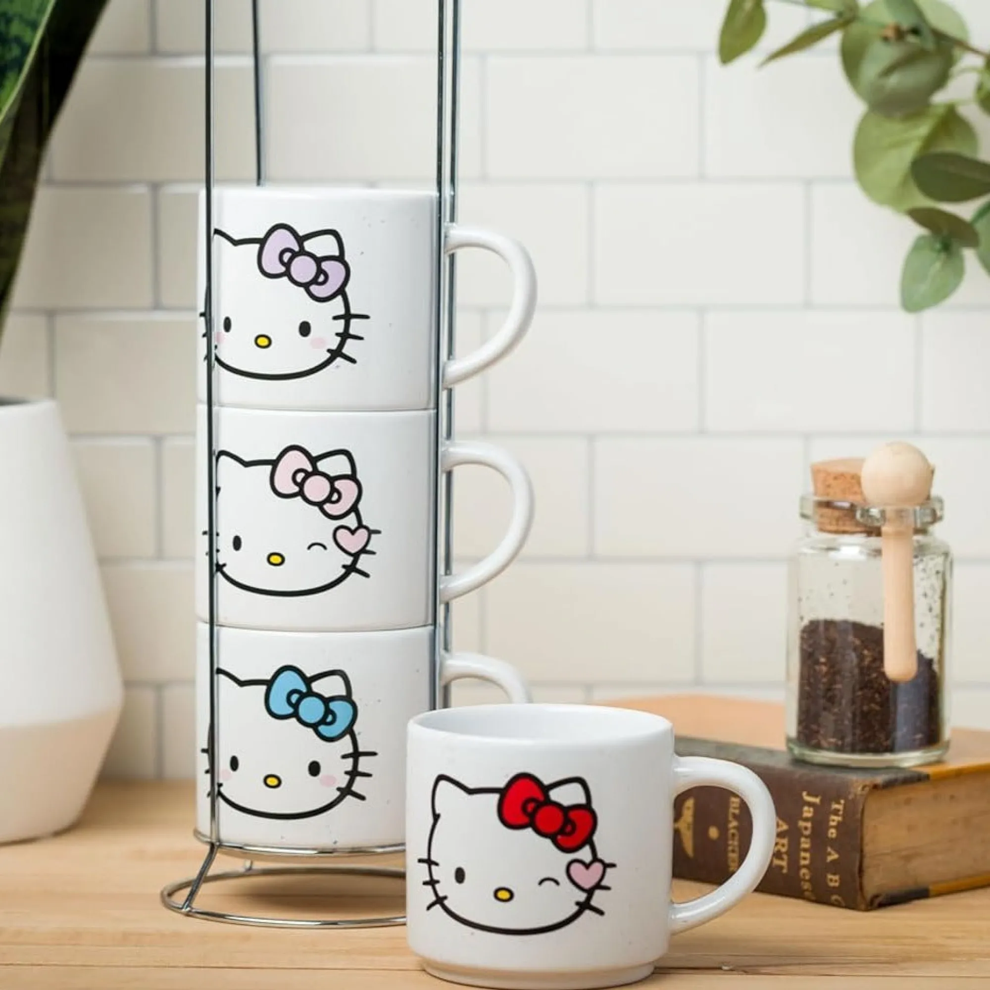 Silver Buffalo LLC Hello Kitty Winking Hearts 5-Piece Ceramic Mug Stack