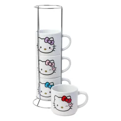 Silver Buffalo LLC Hello Kitty Winking Hearts 5-Piece Ceramic Mug Stack