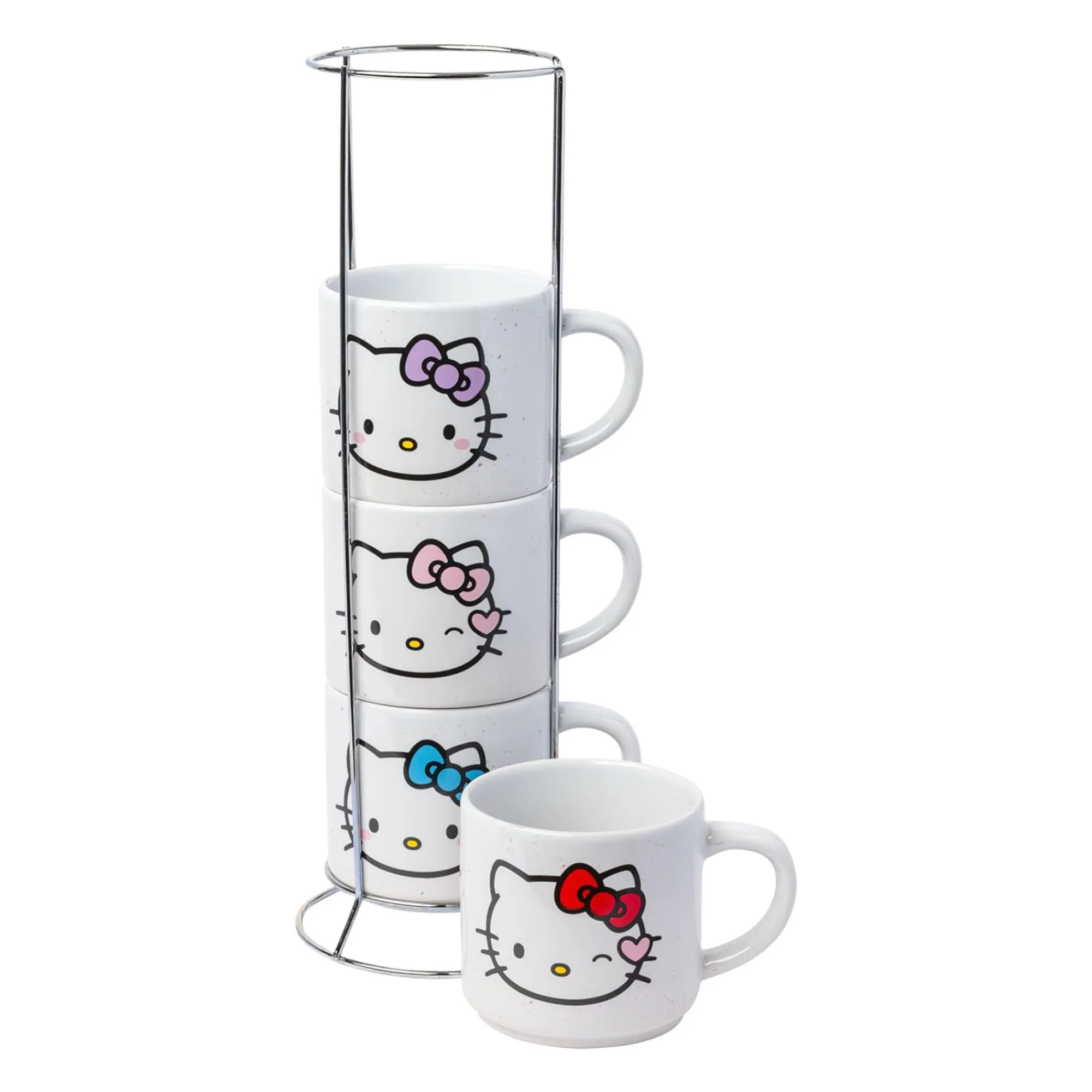 Silver Buffalo LLC Hello Kitty Winking Hearts 5-Piece Ceramic Mug Stack