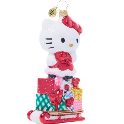 RAUCH BRANDS Hello Kitty x Christopher Radko Handmade Glass Ornament (Happy Holidays)