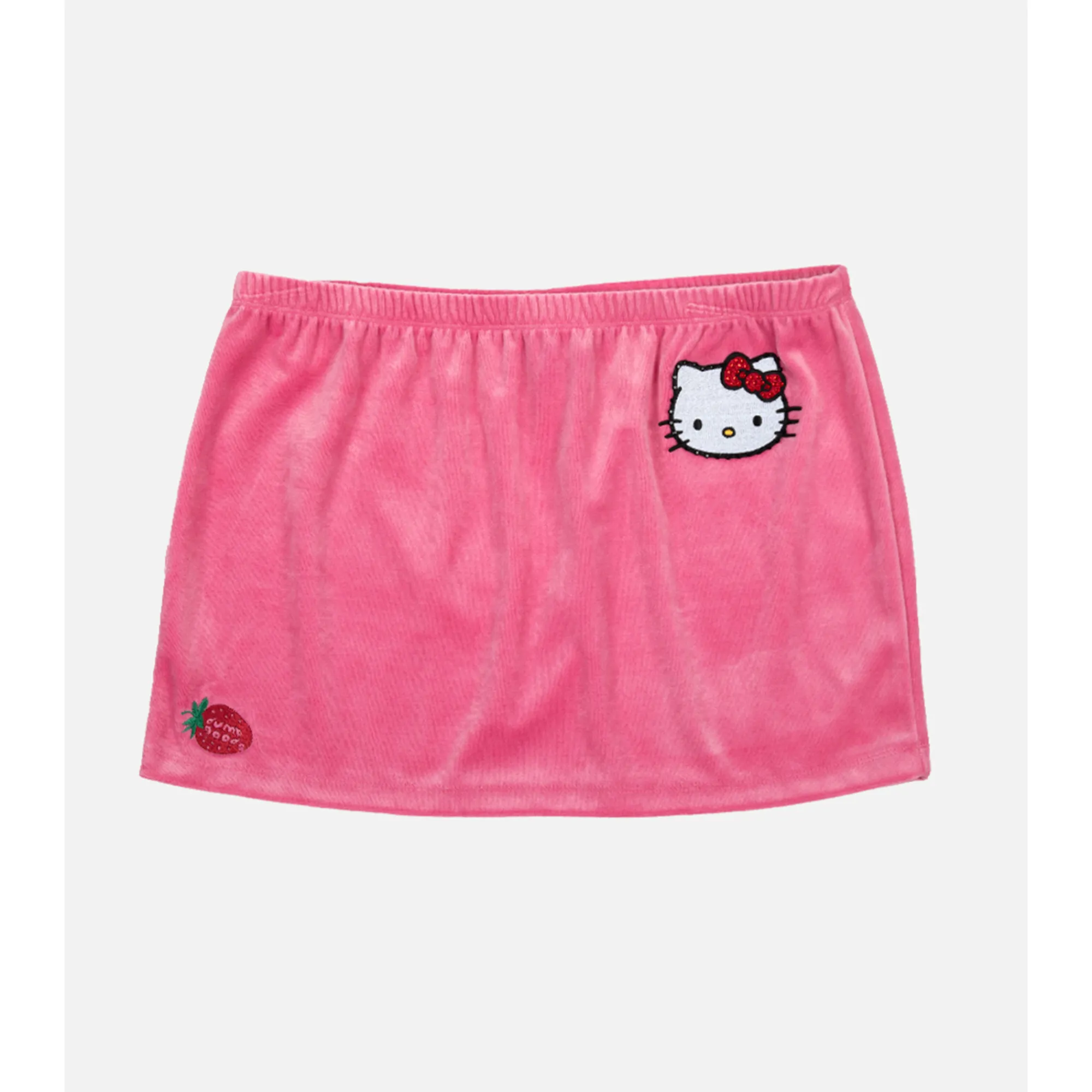 BIOWORLD Hello Kitty x Dumbgood Pink Velour Mini Skirt (50th Anniv.)