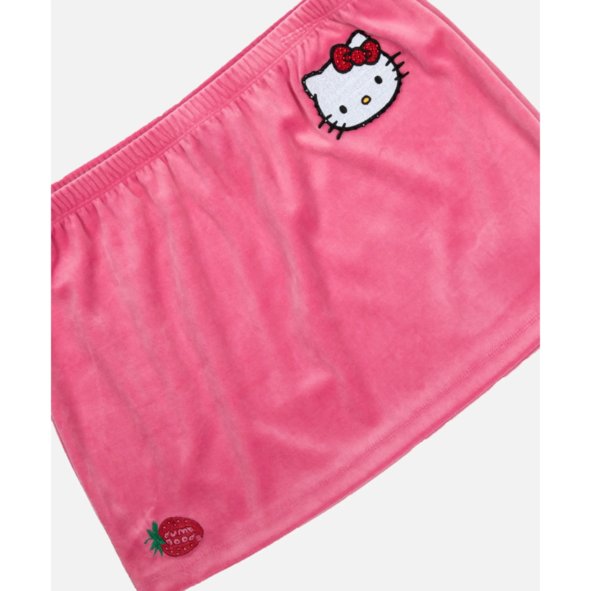 BIOWORLD Hello Kitty x Dumbgood Pink Velour Mini Skirt (50th Anniv.)