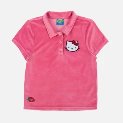 BIOWORLD Hello Kitty x Dumbgood Velour Cropped Polo (50th Anniv.)