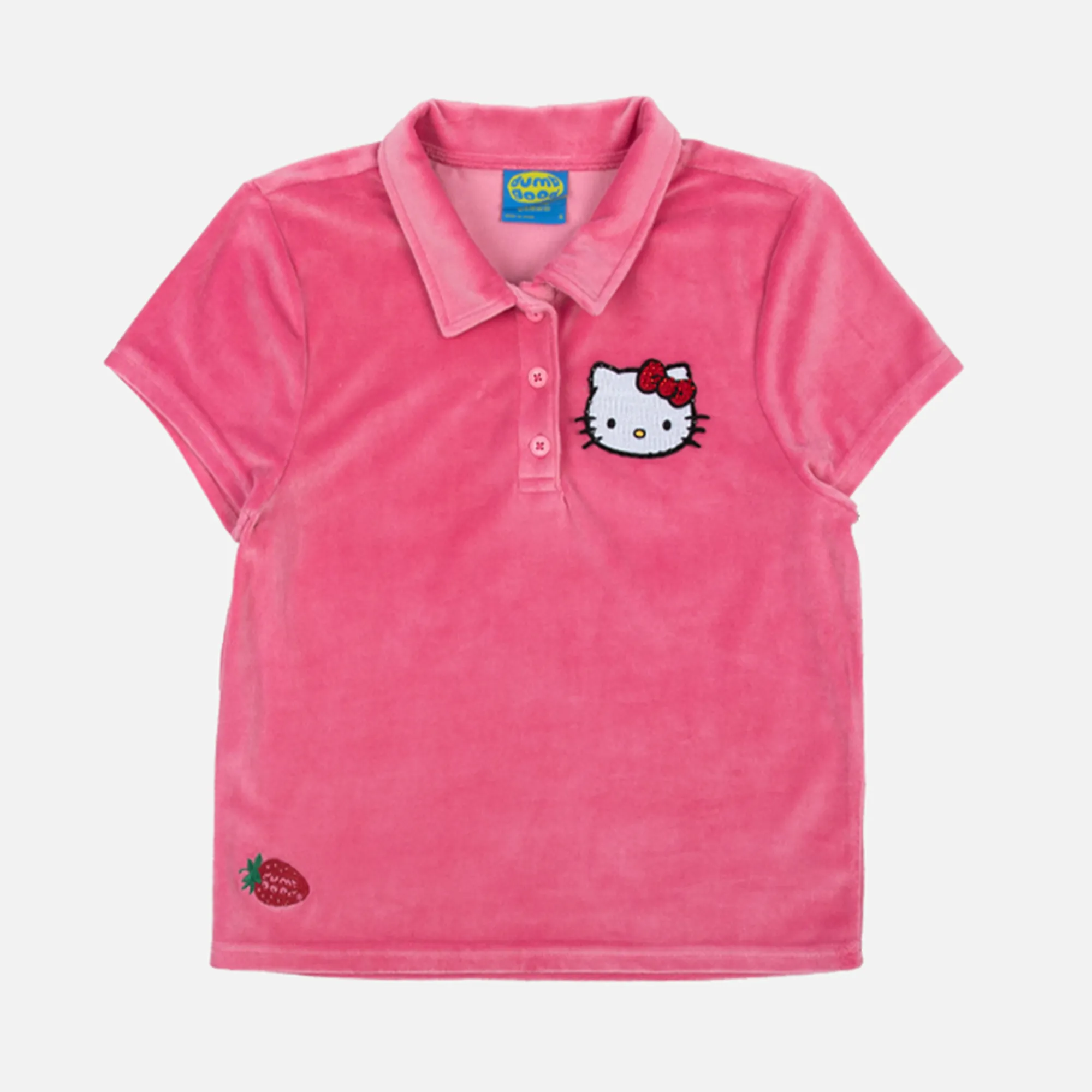 BIOWORLD Hello Kitty x Dumbgood Velour Cropped Polo (50th Anniv.)