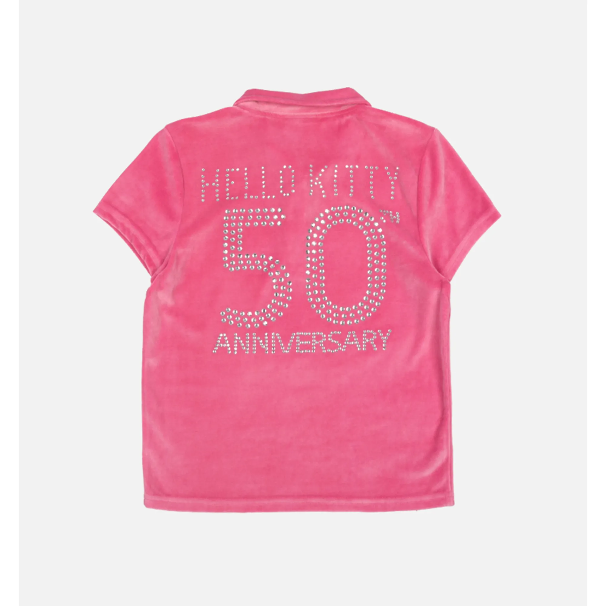 BIOWORLD Hello Kitty x Dumbgood Velour Cropped Polo (50th Anniv.)