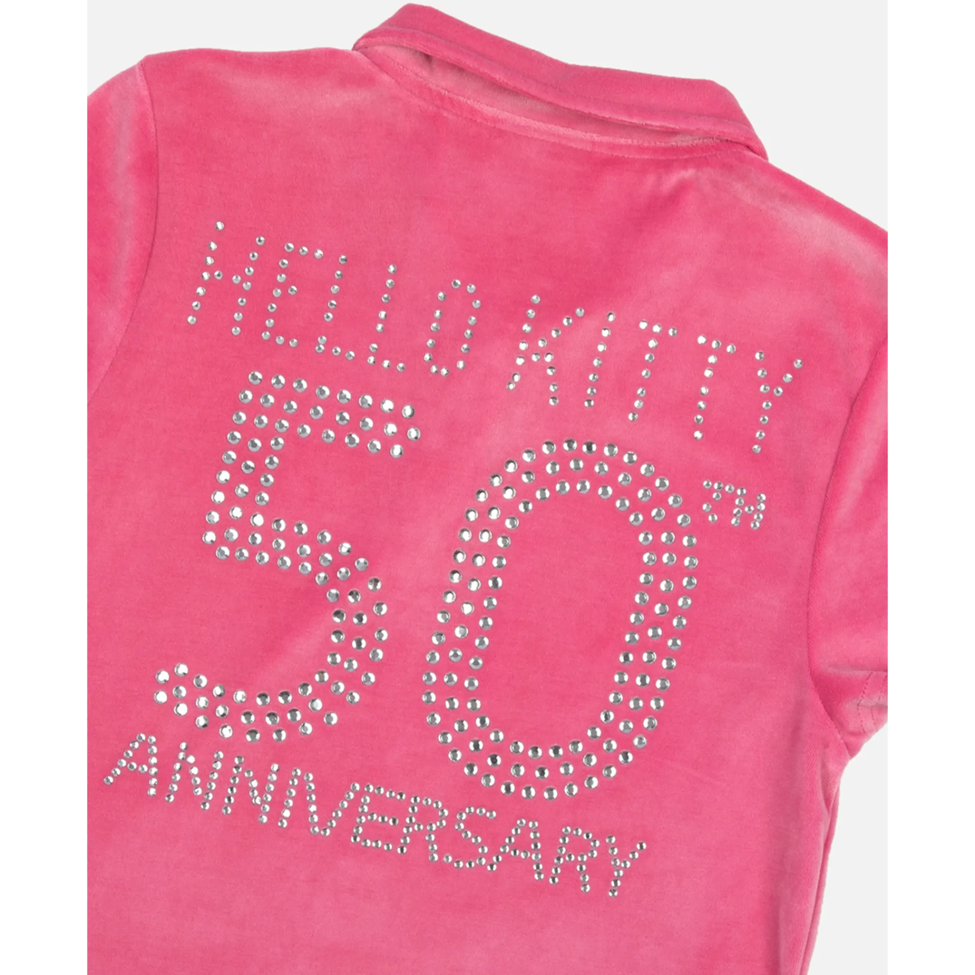 BIOWORLD Hello Kitty x Dumbgood Velour Cropped Polo (50th Anniv.)