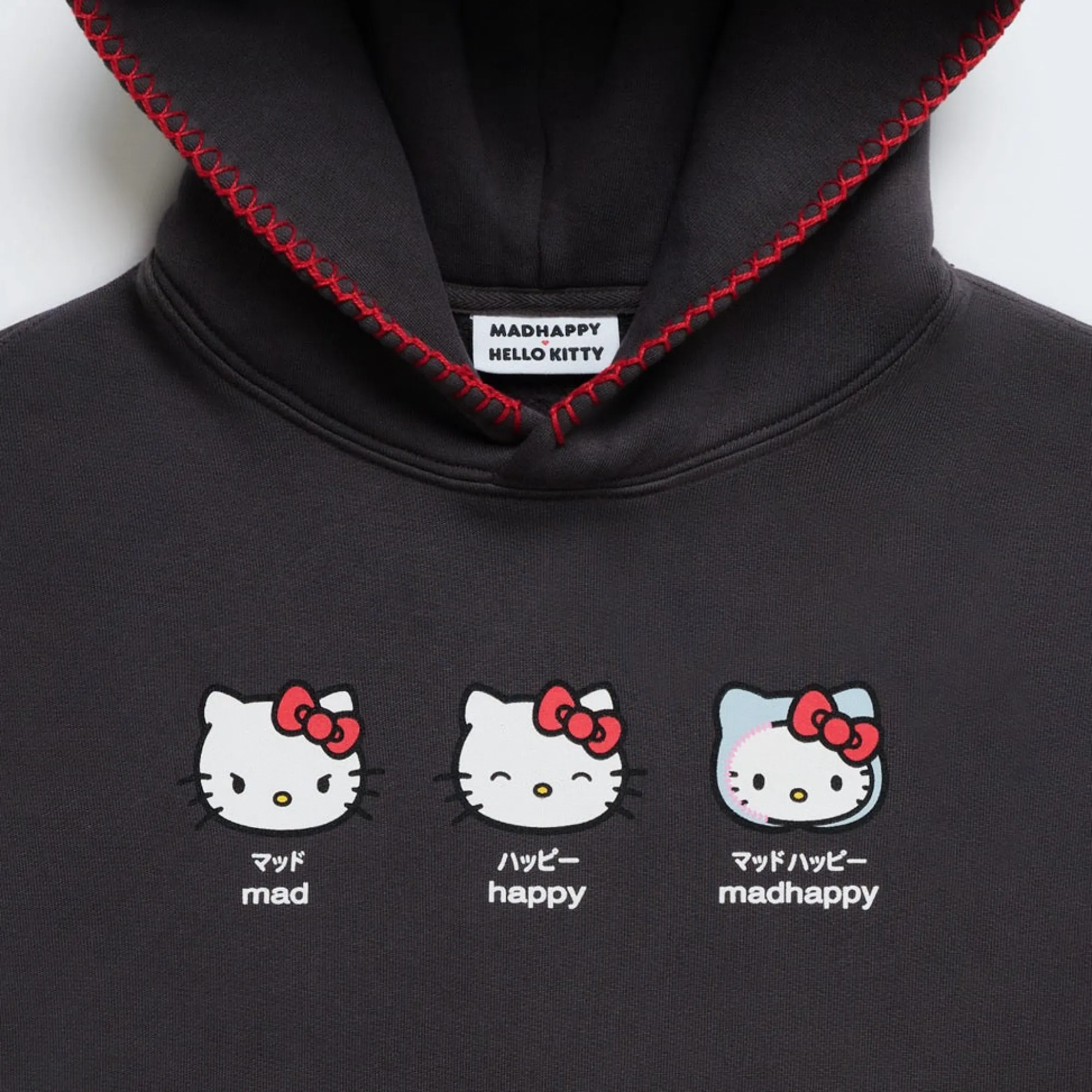 MADHAPPY Hello Kitty x Emotions Midweight Fleece Hoodie (Noir)