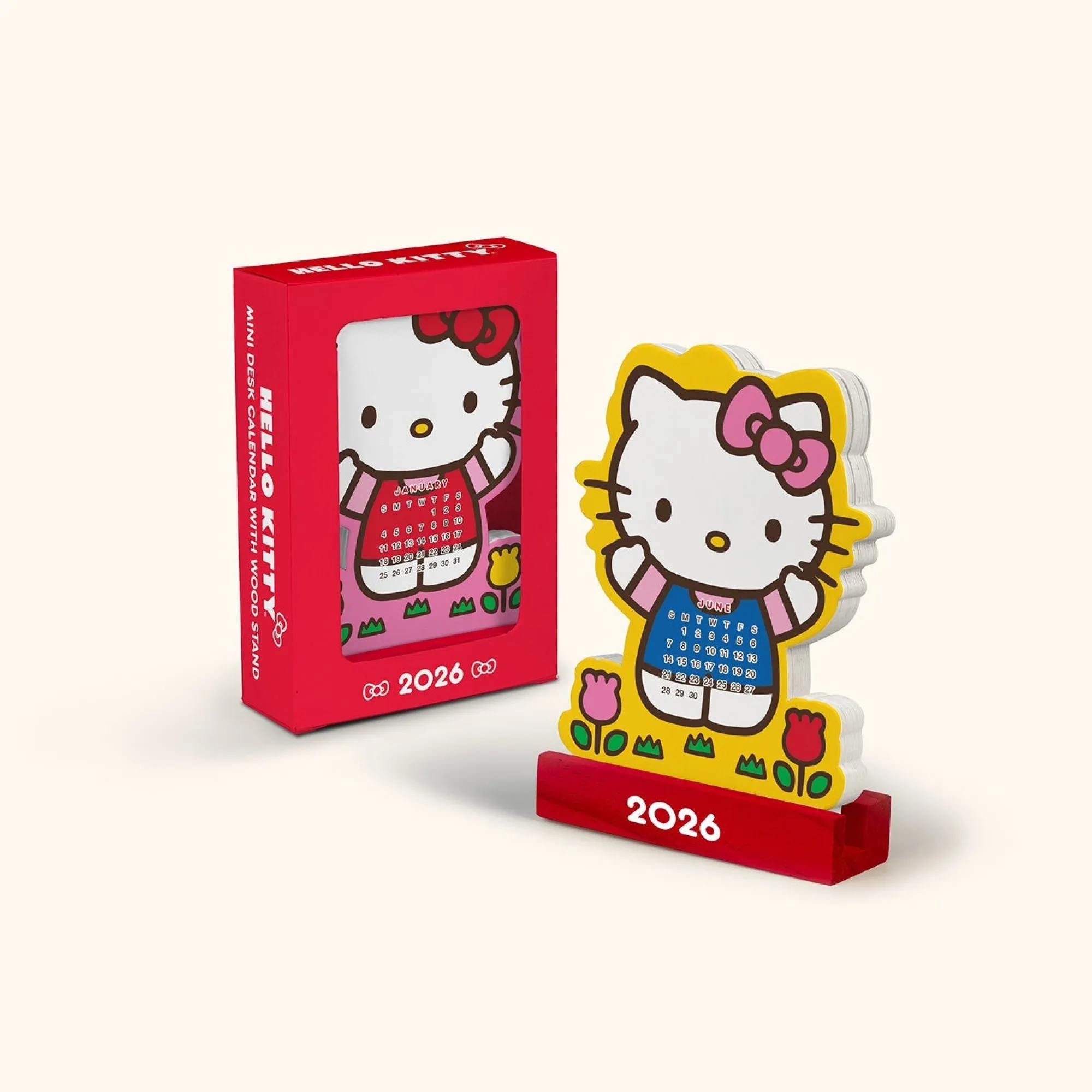 Studio Oh! Hello Kitty x 2026 Mini Desk Calendar with Wood Stand