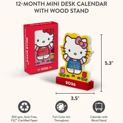 Studio Oh! Hello Kitty x 2026 Mini Desk Calendar with Wood Stand