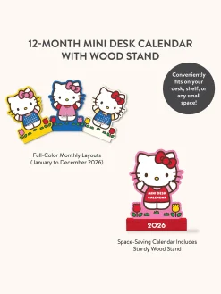 Studio Oh! Hello Kitty x 2026 Mini Desk Calendar with Wood Stand