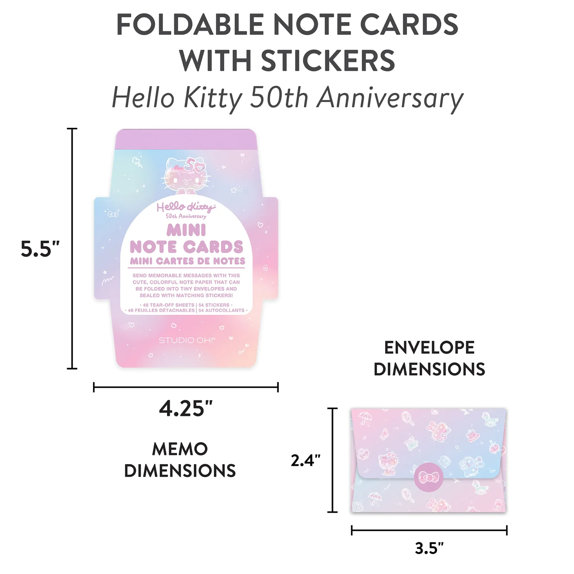 Orange Circle Hello Kitty x Studio Oh! 50th Anniversary Mini Note Cards and Sticker Set