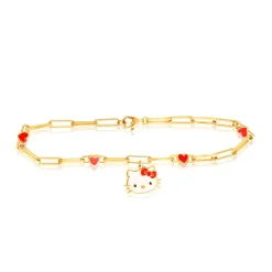 JACMEL JEWELRY INC Hello Kitty Yellow Gold Paperclip Bracelet
