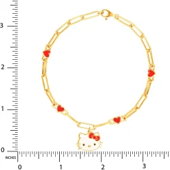 JACMEL JEWELRY INC Hello Kitty Yellow Gold Paperclip Bracelet