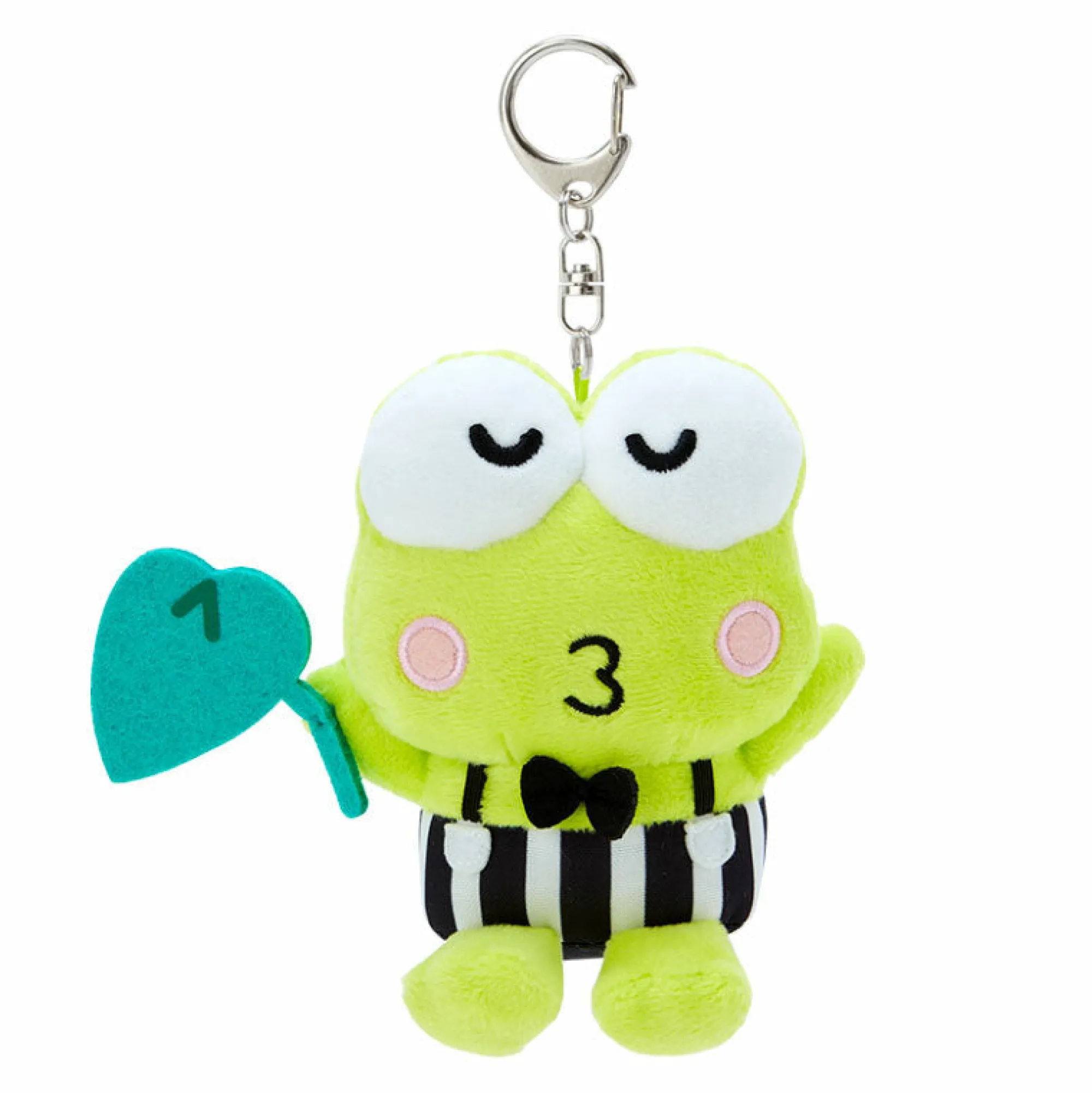 Japan Original Keroppi Plush Mascot Keychain (Happy Song and Dance Series)