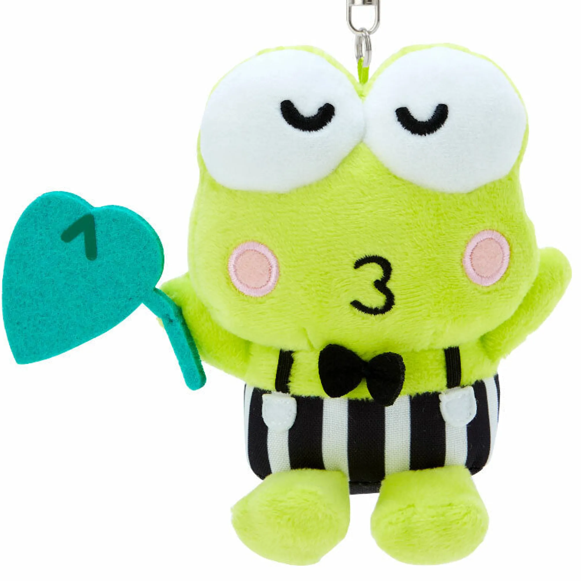Japan Original Keroppi Plush Mascot Keychain (Happy Song and Dance Series)