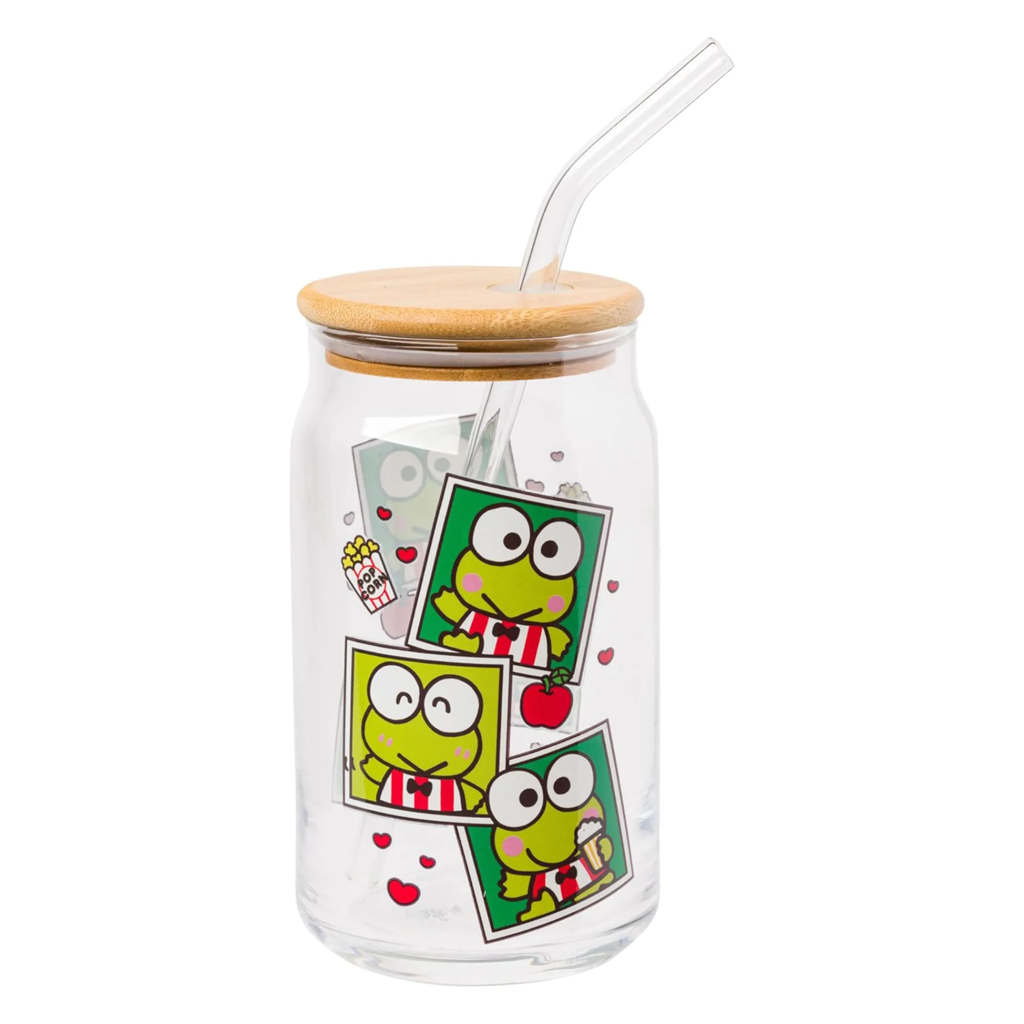 Silver Buffalo Keroppi Snacks Bamboo Lidded Glass Tumbler