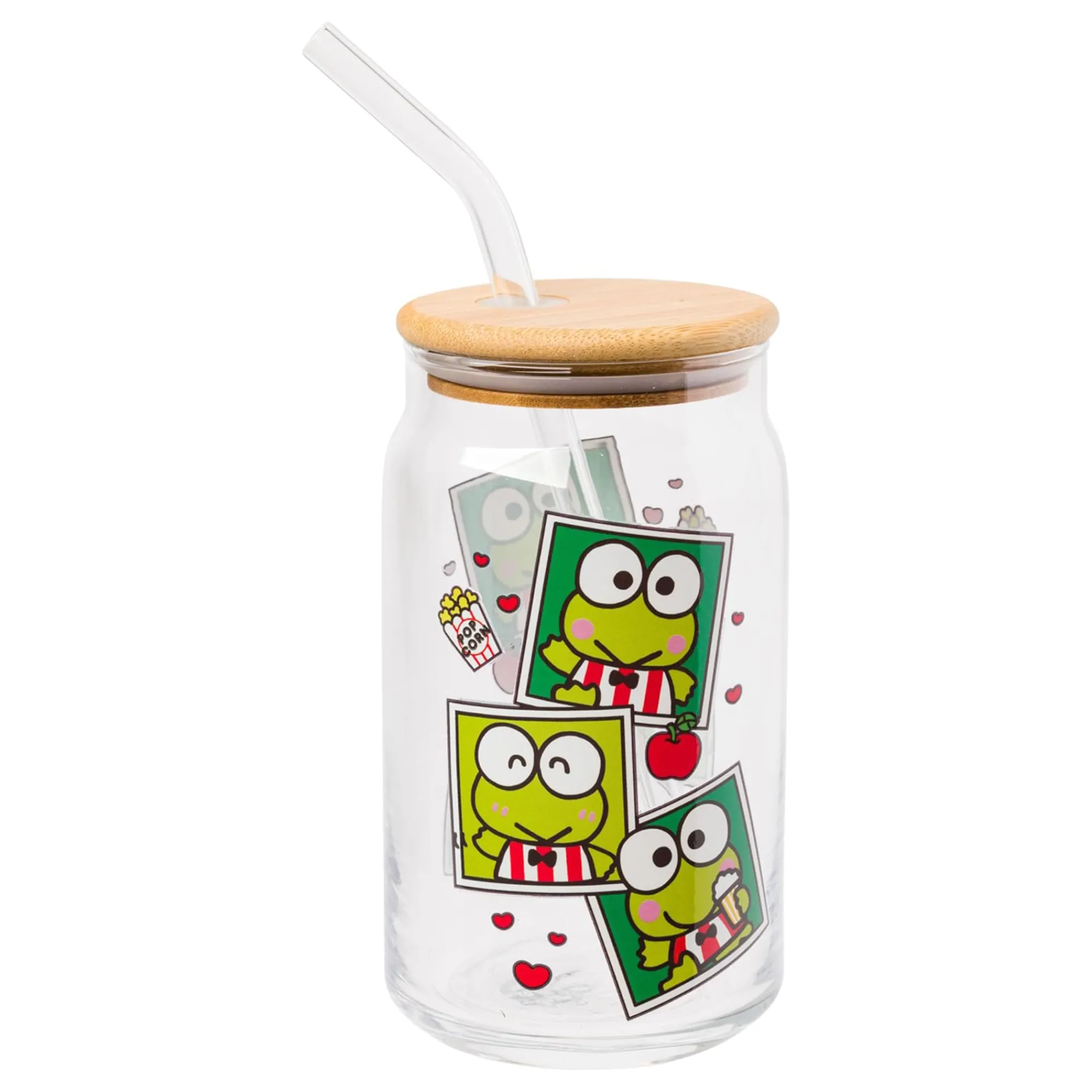 Silver Buffalo Keroppi Snacks Bamboo Lidded Glass Tumbler