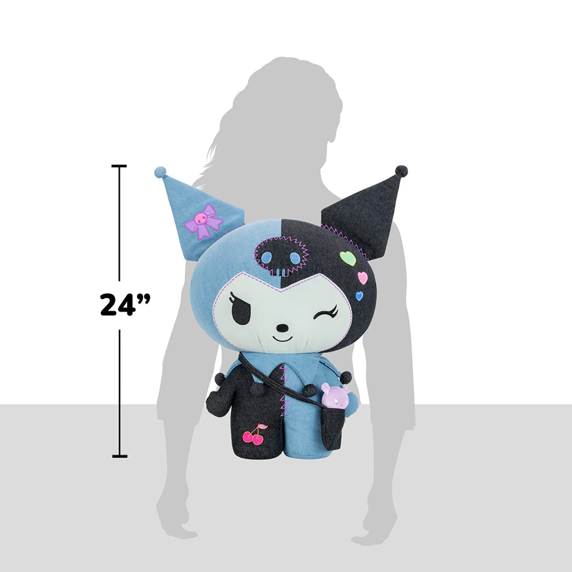 Jazwares Kuromi 24" Ultra-Premier Denim Patchwork Plush (Limited Edition)