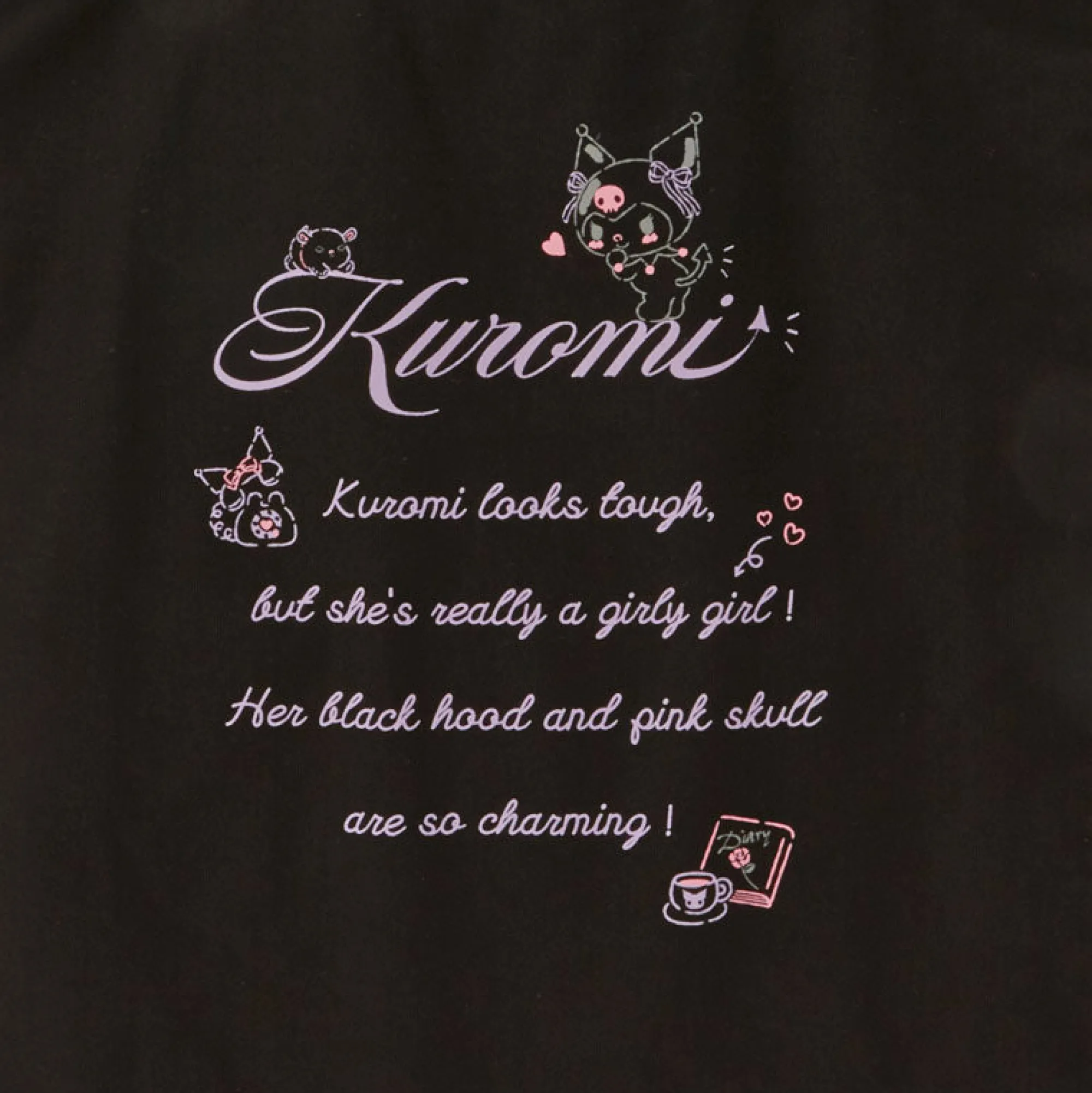 Japan Original Kuromi Canvas Easy Tote Bag (Black)