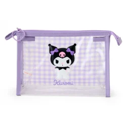 Japan Original Kuromi Clear Gingham Zipper Pouch