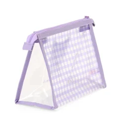 Japan Original Kuromi Clear Gingham Zipper Pouch