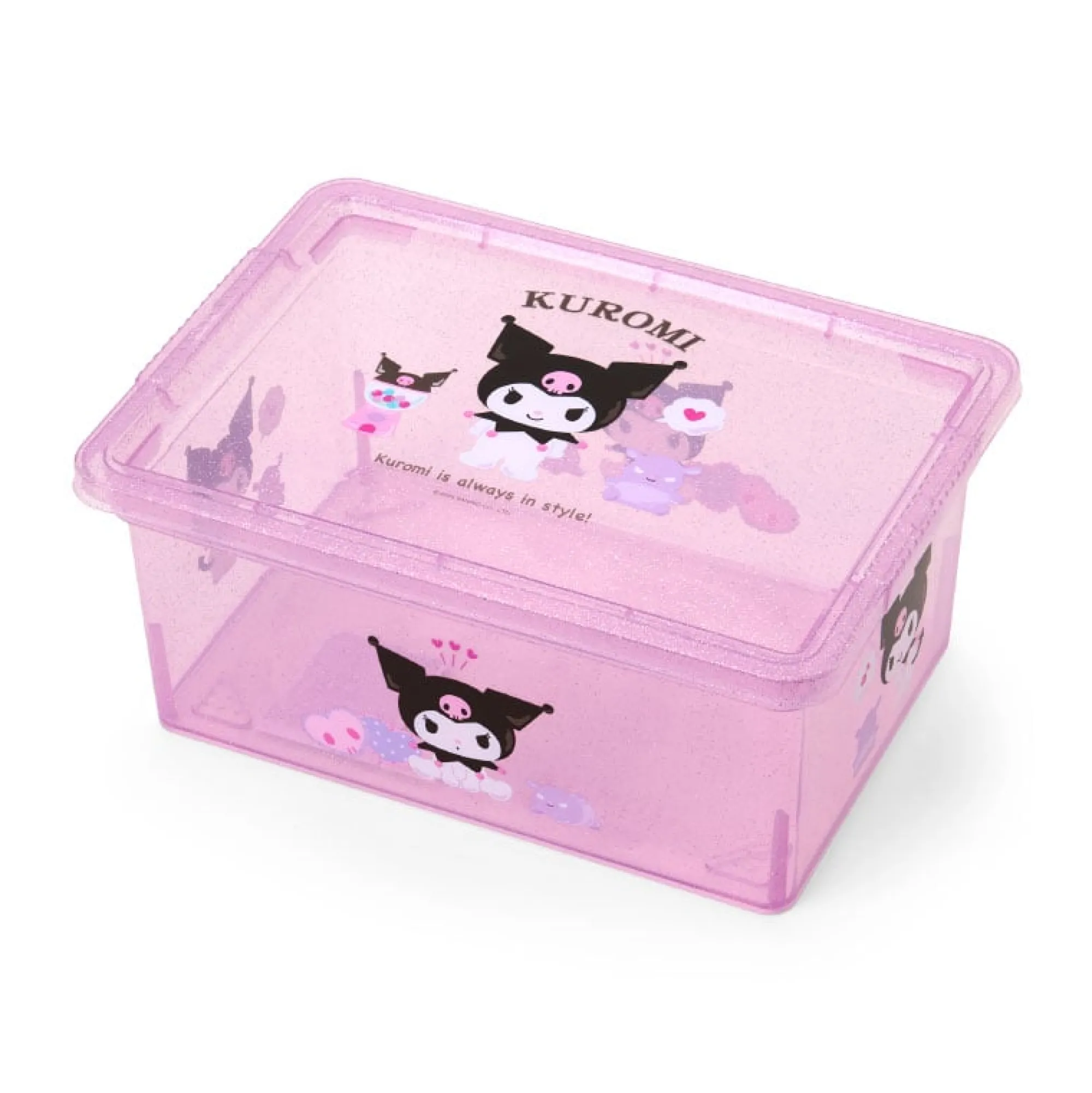 Japan Original Kuromi Clear Glitter Storage Bin (S)