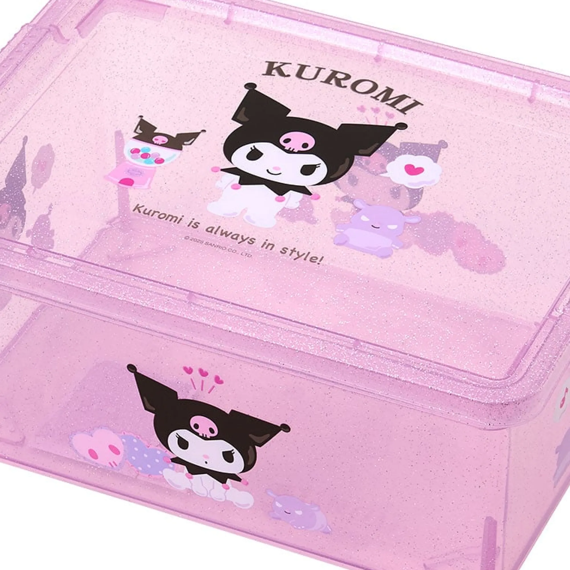 Japan Original Kuromi Clear Glitter Storage Bin (S)