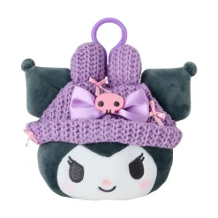 Japan Original Kuromi Cozy Cap Mascot Clip Pouch