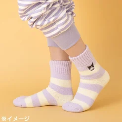 Japan Original Kuromi Cozy Cuff Striped Lounge Socks