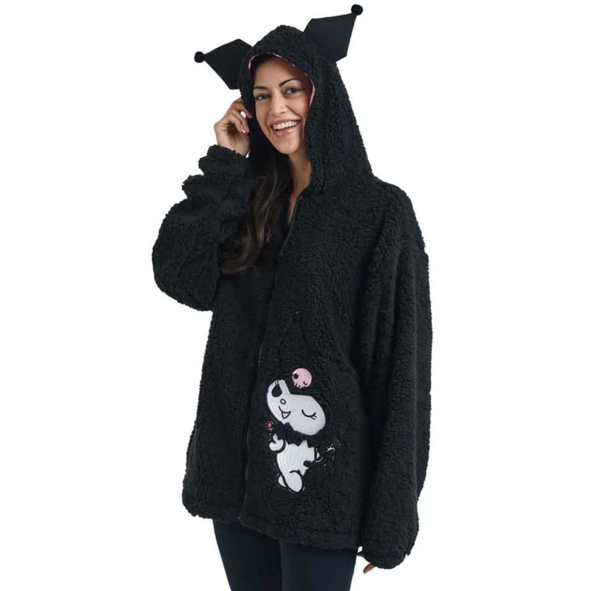 BIOWORLD Kuromi Cozy Sherpa Zip Lounge Hoodie