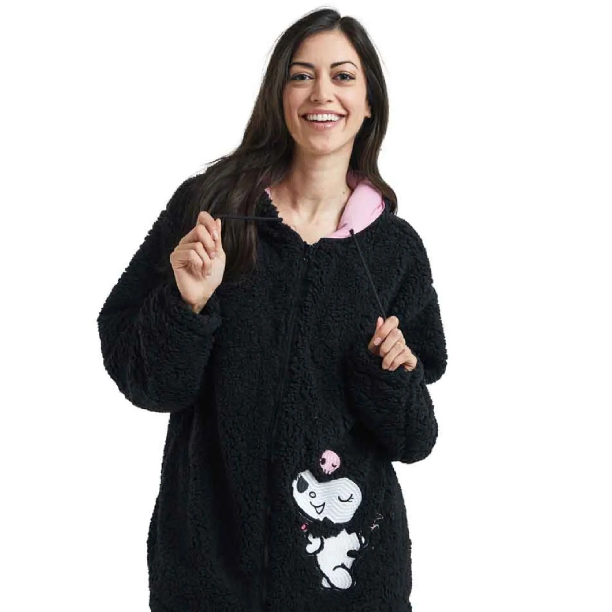 BIOWORLD Kuromi Cozy Sherpa Zip Lounge Hoodie