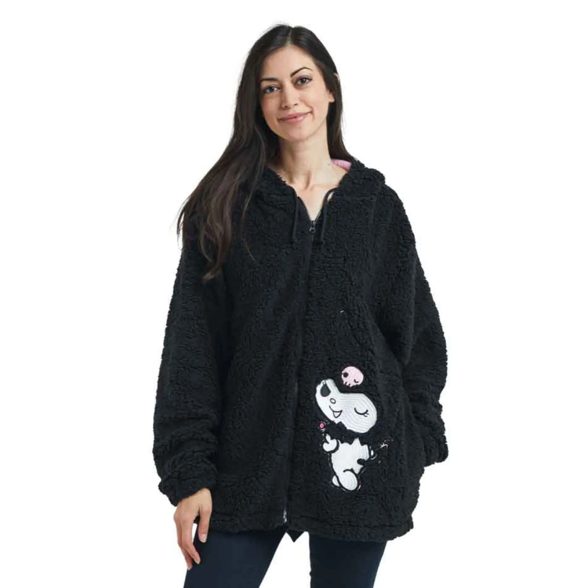 BIOWORLD Kuromi Cozy Sherpa Zip Lounge Hoodie