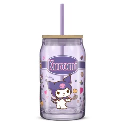 JoyJolt Kuromi Favorite Flavor Lidded Glass Tumbler