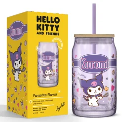 JoyJolt Kuromi Favorite Flavor Lidded Glass Tumbler