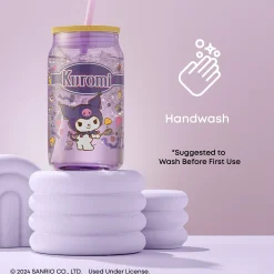 JoyJolt Kuromi Favorite Flavor Lidded Glass Tumbler