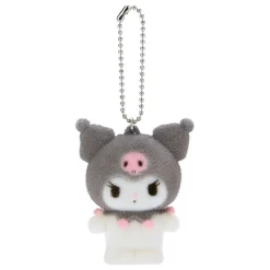 Japan Original Kuromi Flocked Keychain Mascot