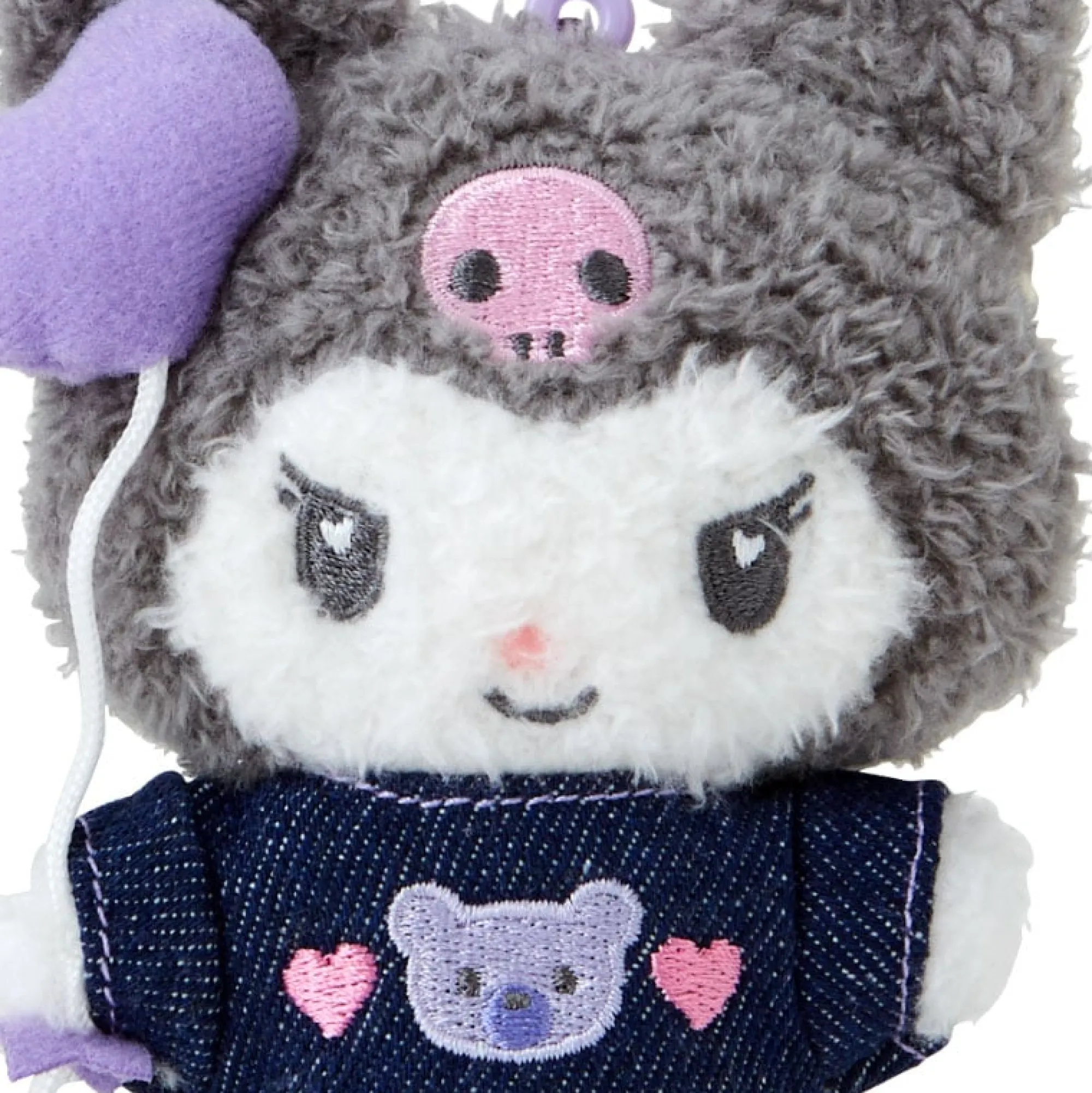Japan Original Kuromi Keychain Mascot Clip (Denim Patch Series)