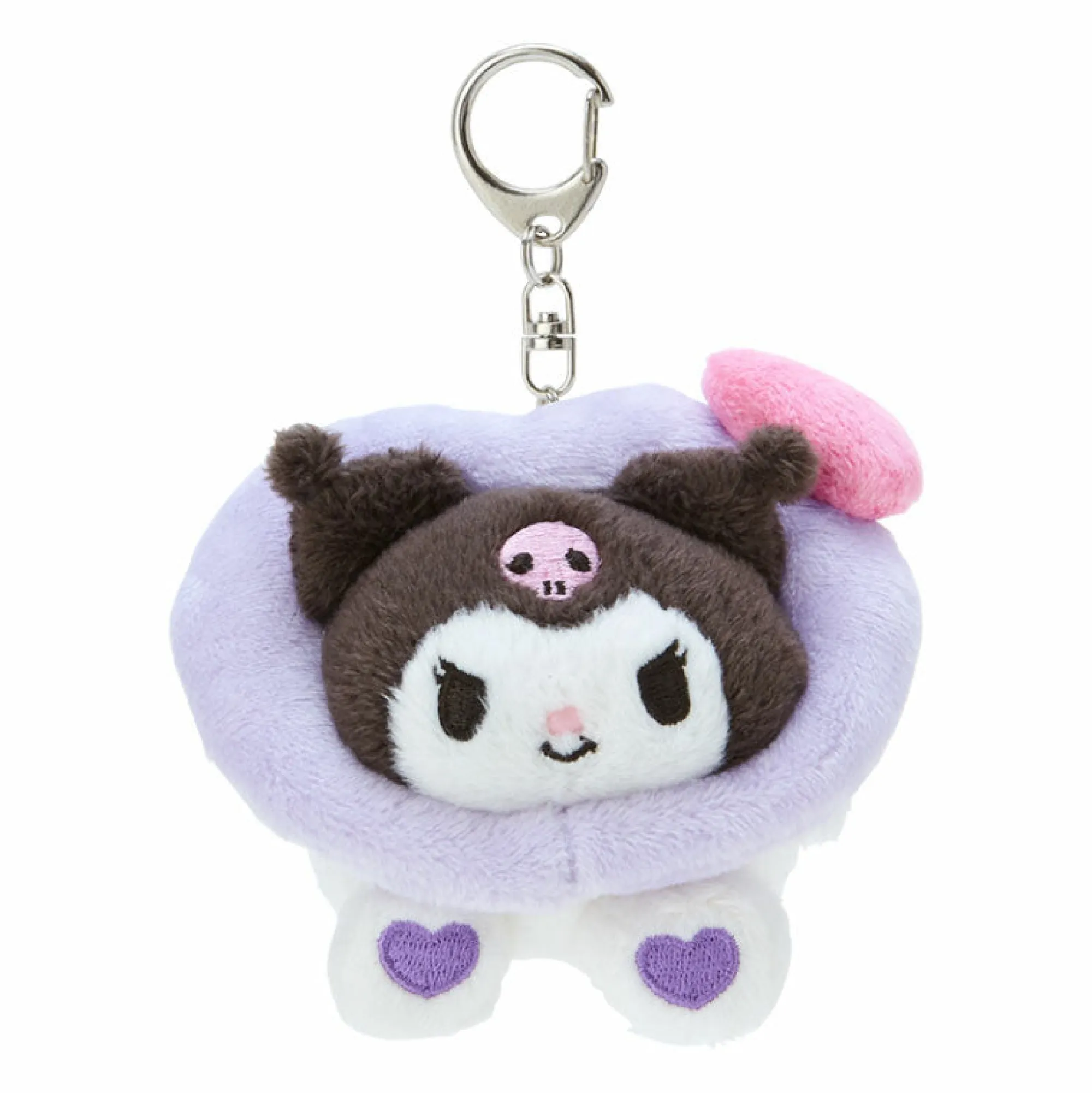 Japan Original Kuromi Plush Mascot Keychain (Big Heart Series)