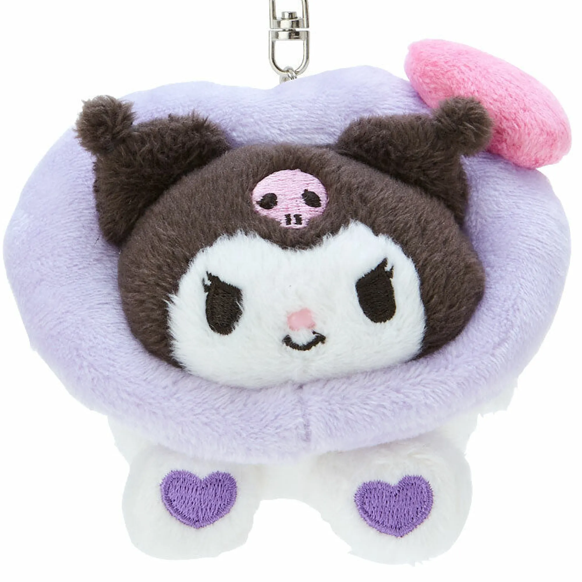 Japan Original Kuromi Plush Mascot Keychain (Big Heart Series)