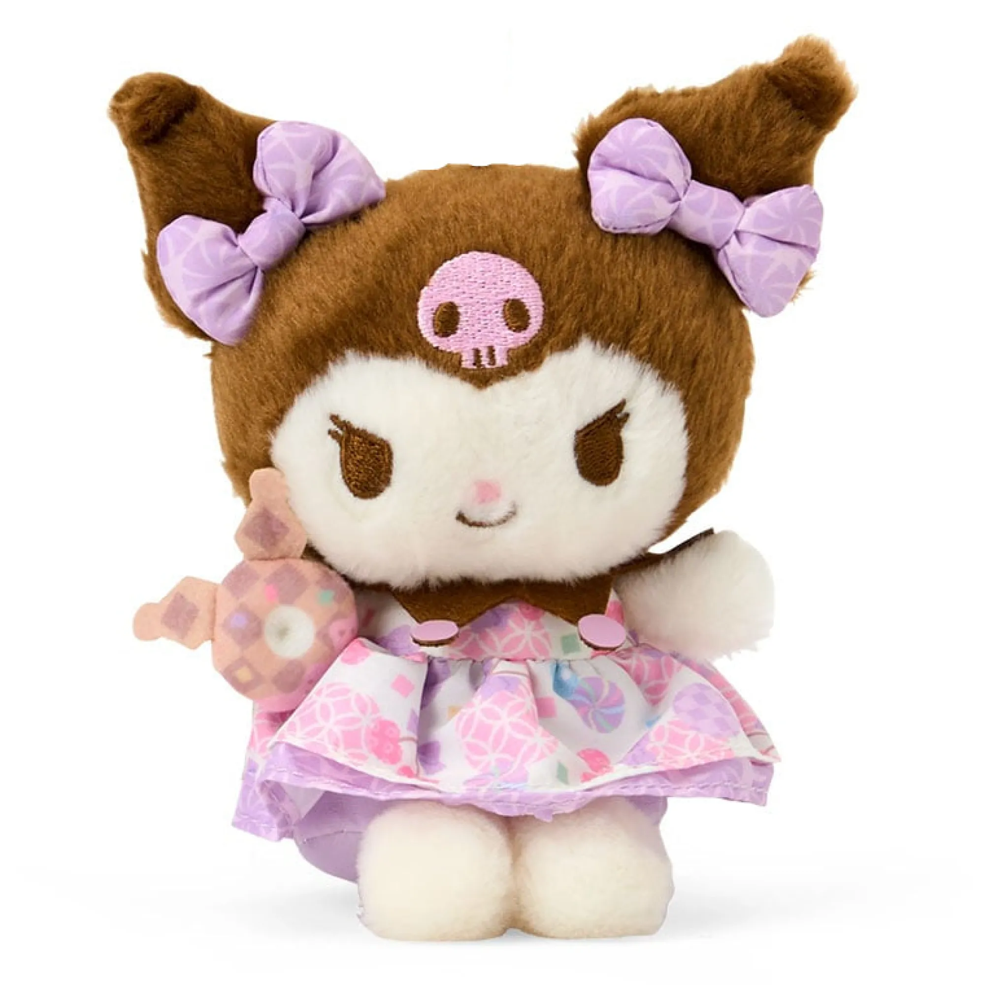 Japan Original Kuromi Plush Mascot Keychain (Retro Pastel Series)