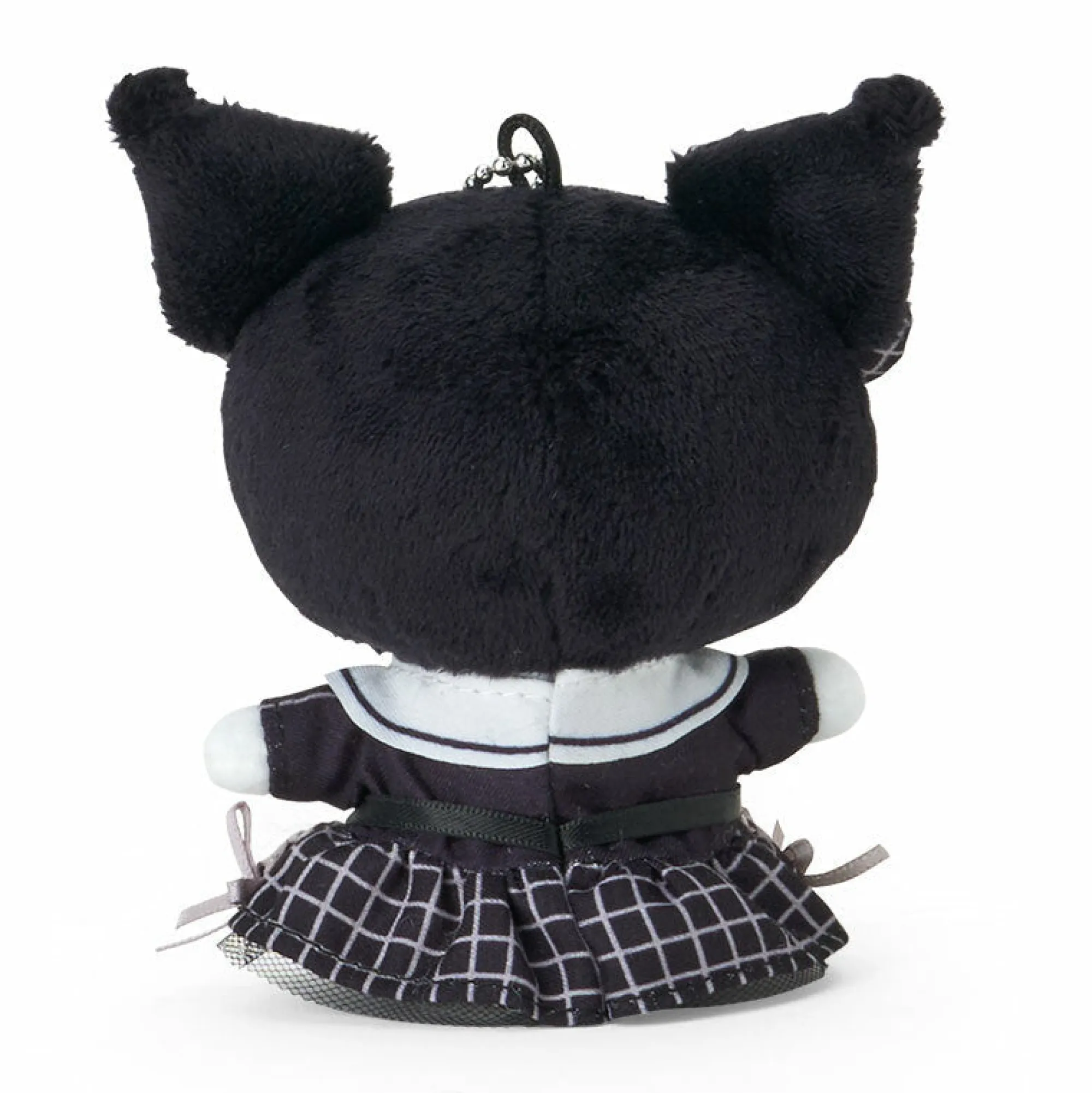 Japan Original Kuromi Plush Mascot Keychain (Silver Houndstooth Series)