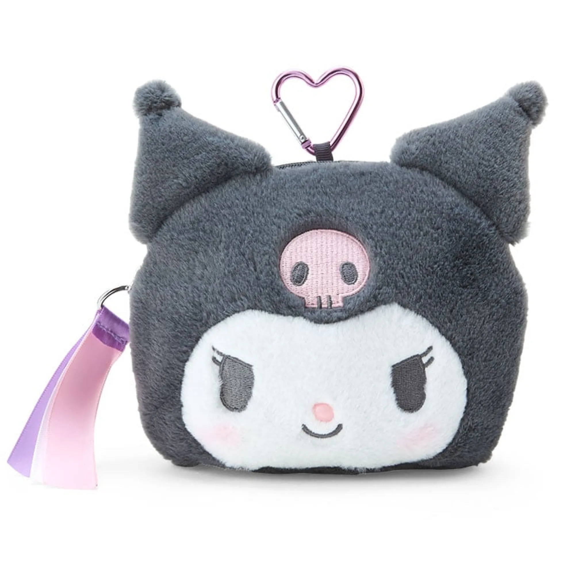 Japan Original Kuromi Plush Mini Face Pouch