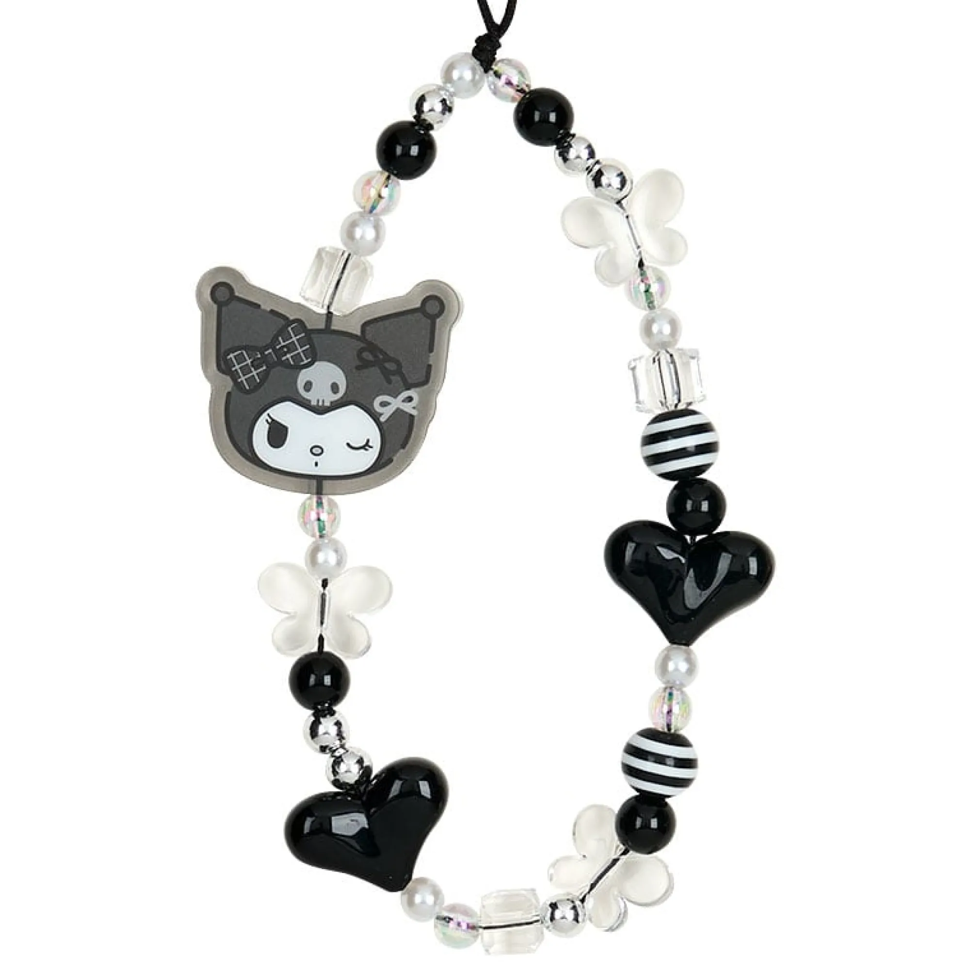Japan Original Kuromi Smartphone Charm Set (Silver Houndstooth Series)