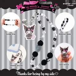 Hamee.com - Hamee US Kuromi 20th Anniversary Beaded Charm Mobile Phone Wrist Strap