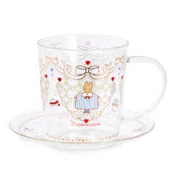 Global Original Marron Cream Glass Cup and Saucer Set