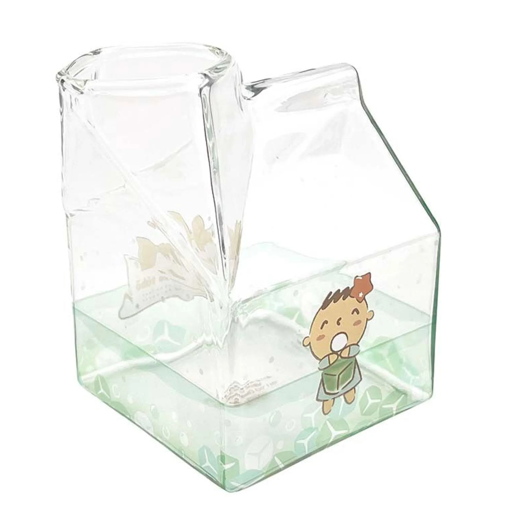Global Original Minna No Tabo Kawaii Glass Milk Carton Cup